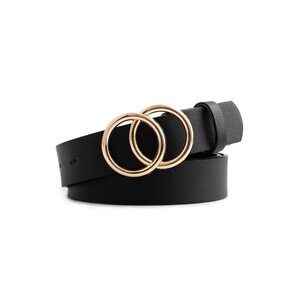 Women's Casual Pu Leather Belt For Jeans Dress Waist Belts With Double O-ring🐬